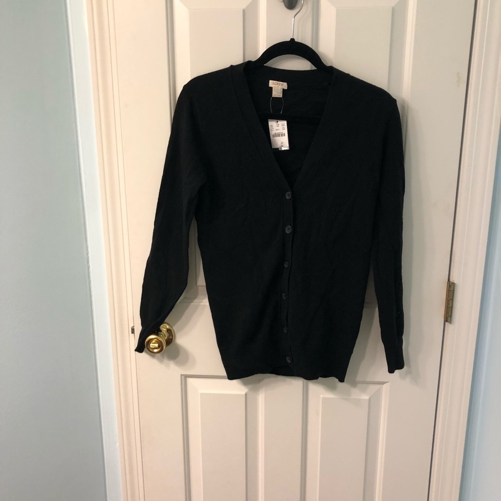 NWT XXS Black JCrew Factory V-Cardigan w/ Buttons